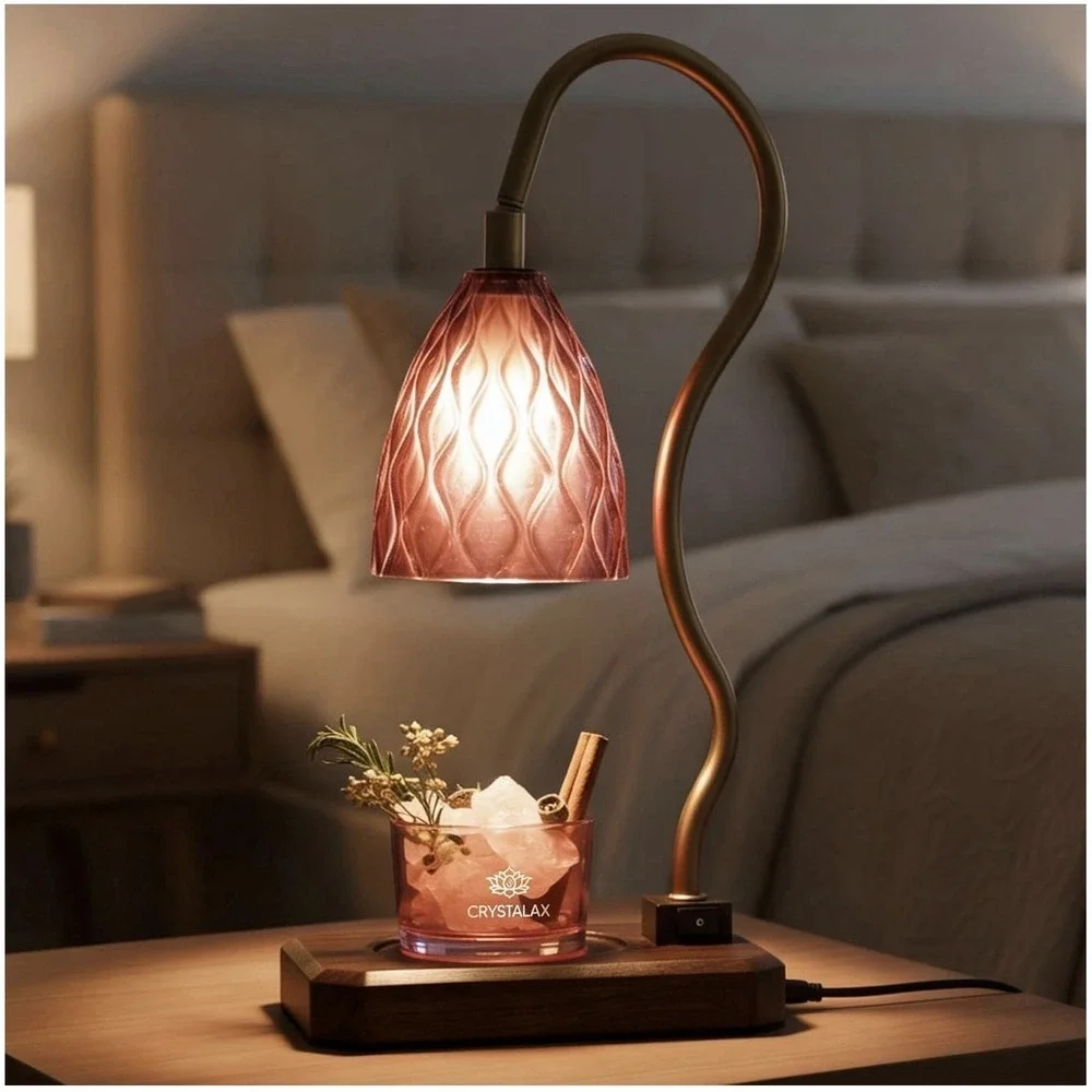 Crystalax Crystal Candle Warmer Lamp with Real Rose‎ Quartz